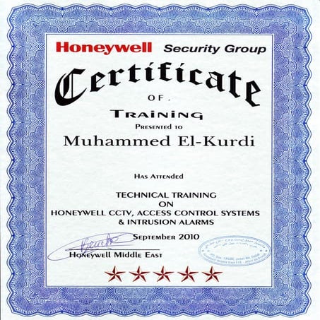 Honeywell Certificate