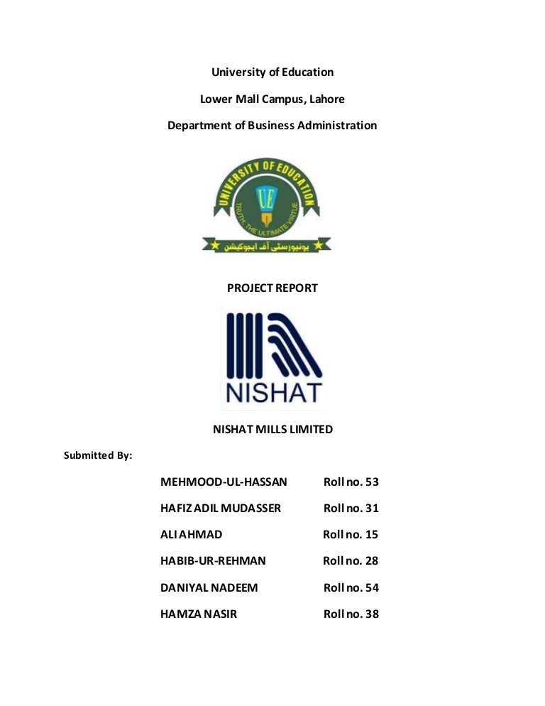 Front page of Nishat mills LTD