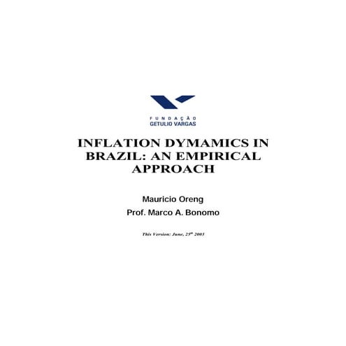 Inflation Dynamics in Brazil (M.Oreng, 2003)