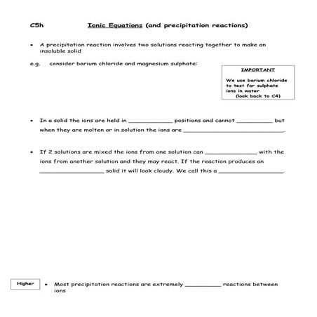 C5h Ionic Equations (Precipitation Reactions)