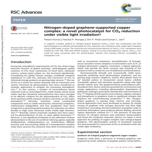Nitrogen-doped graphene-supported copper complex: a novel photocatalyst for C...