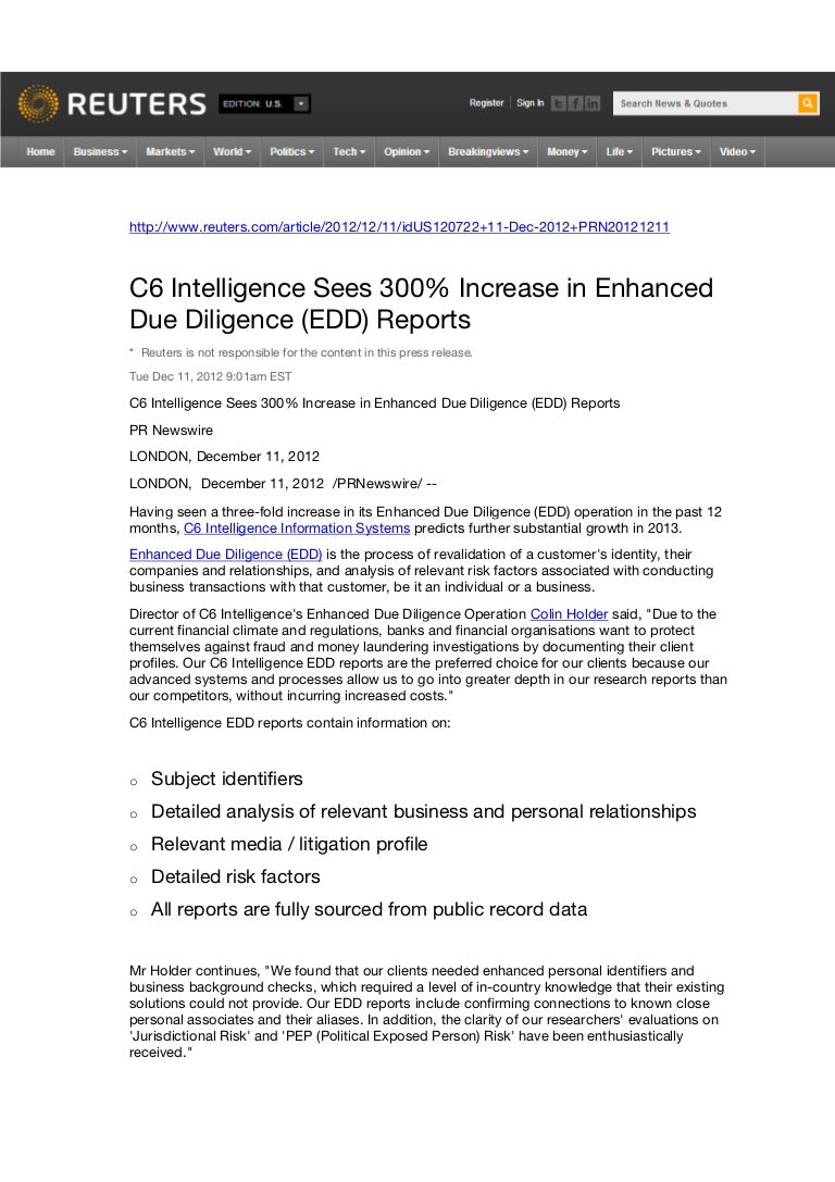 due diligence report template
