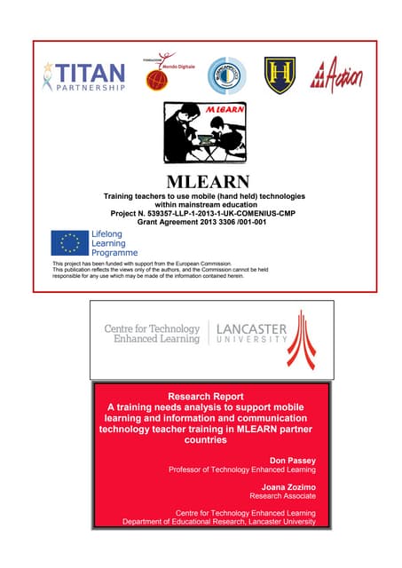 Passey & Zozimo 2014, MLEARN Research Report WP5, European Commission