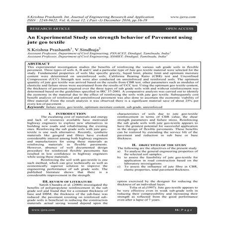 An Experimental Study on strength behavior of Pavement using jute geo textile 