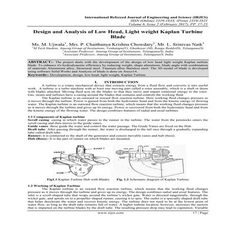 Design and Analysis of Low Head, Light weight Kaplan Turbine Blade