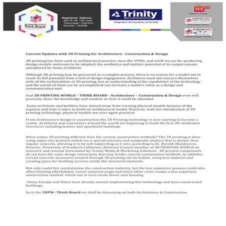 New - 3D Printing World Think board - Architecture -Construction  Design even...