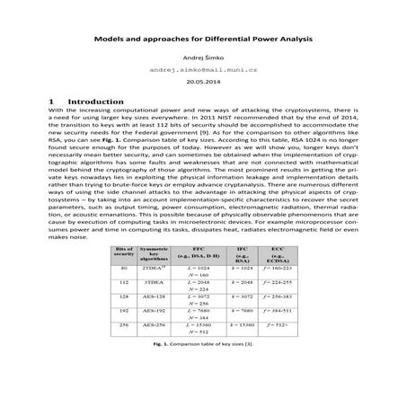Models and approaches for Differential Power Analysis | PDF