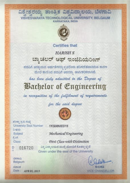 Original Degree Certificate
