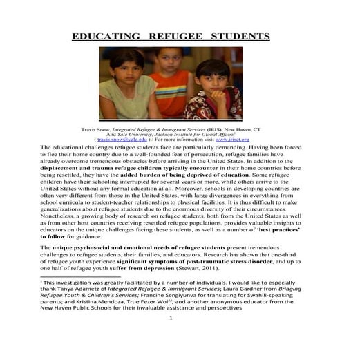 Educating Refugee Students--full version