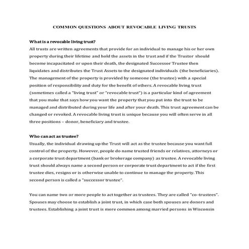 Explanation of a Revocable Living Trust Agreement.new