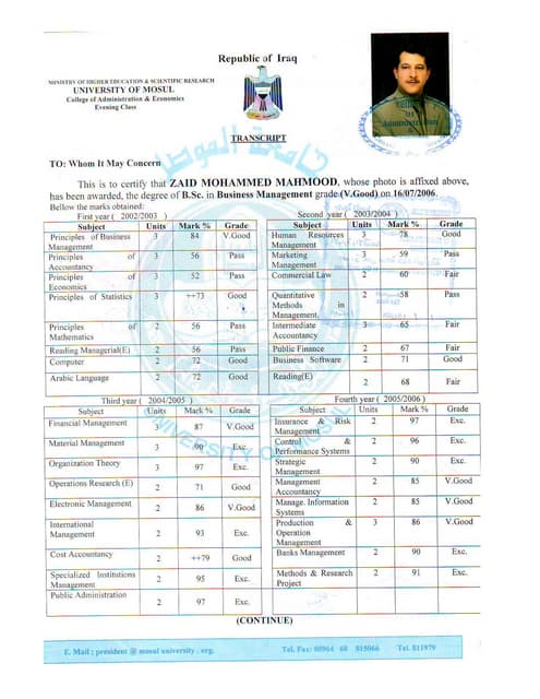 M.Sc Transcript | PDF