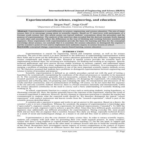 Experimentation in science, engineering, and education