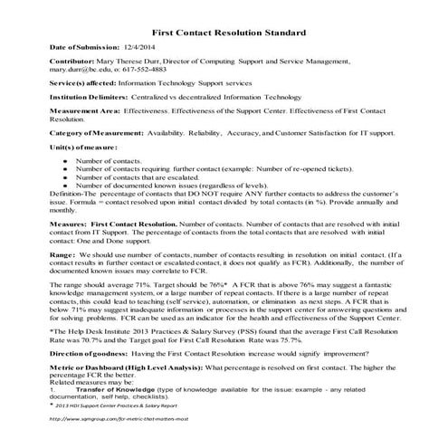 First Call Resolution PPT | PDF
