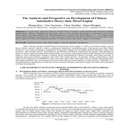 The Analysis and Perspective on Development of Chinese Automotive Heavy-duty Diesel Engine