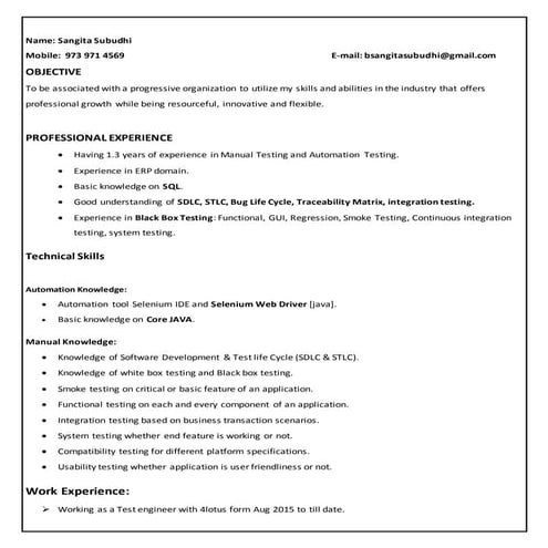 Sangita - Resume
