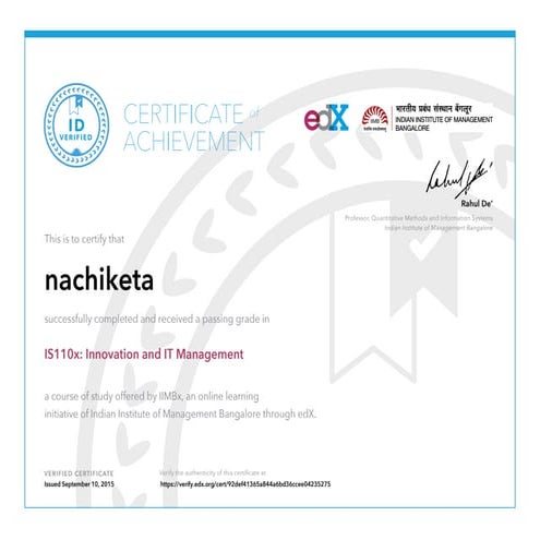 Certificate Innovation and IT Management