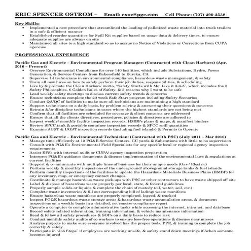 RESUME_Eric Ostrom_EFS 09-03-16 PGE