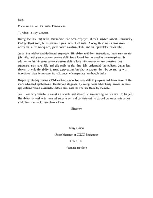 Letter of Reccomendation | DOCX
