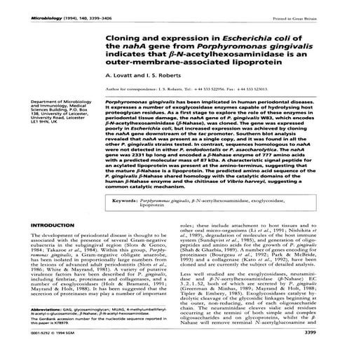 A Lovatt and Roberst IS. Micobiology 1994