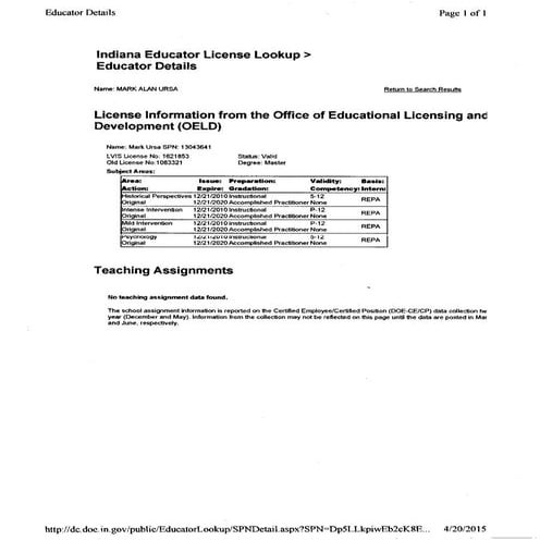 Licenses and NCLB Credentials