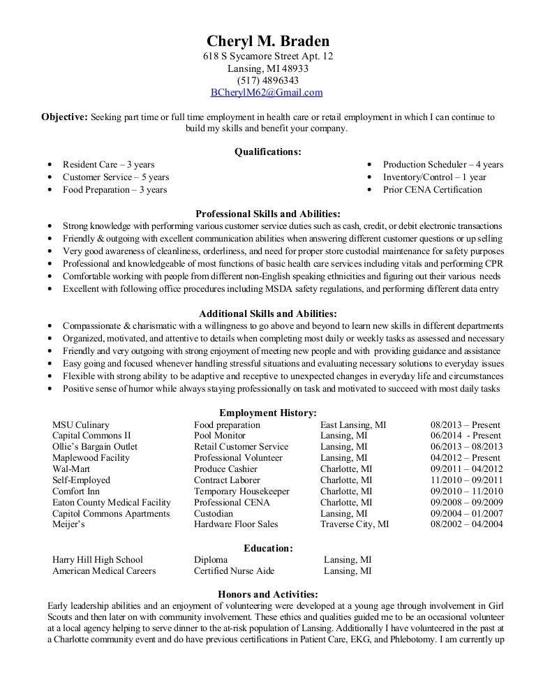 Cheryl M Braden Updated Resume