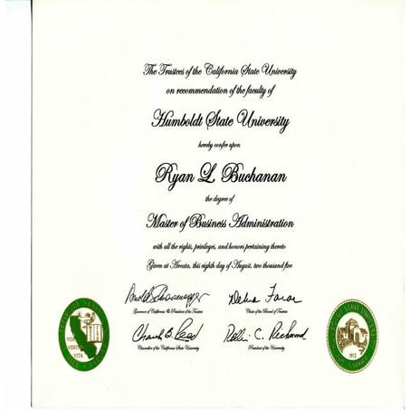 HSU MBA Diploma-Ryan L Buchanan