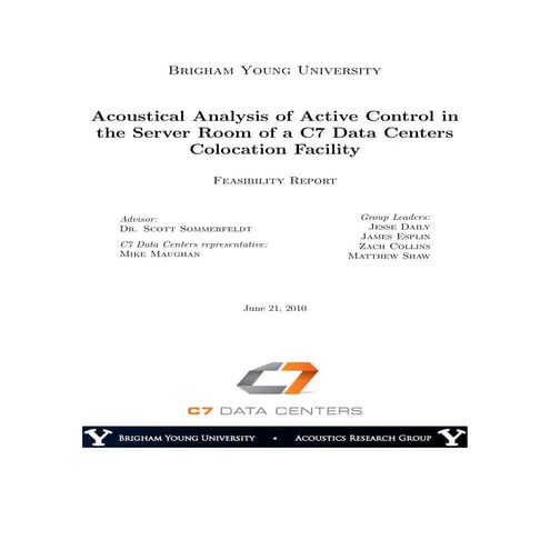 Acoustical Analysis of Active Control in Server Room of C7 Data Centers Coloc...
