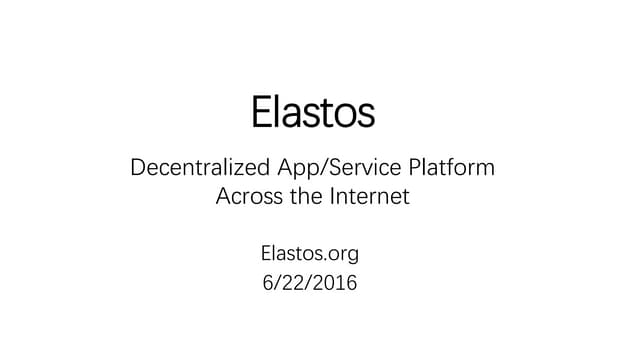 Elastos Intro