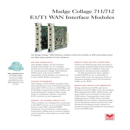 Madge Collage 711/712 E1/T1 WAN Interface Modules | PDF