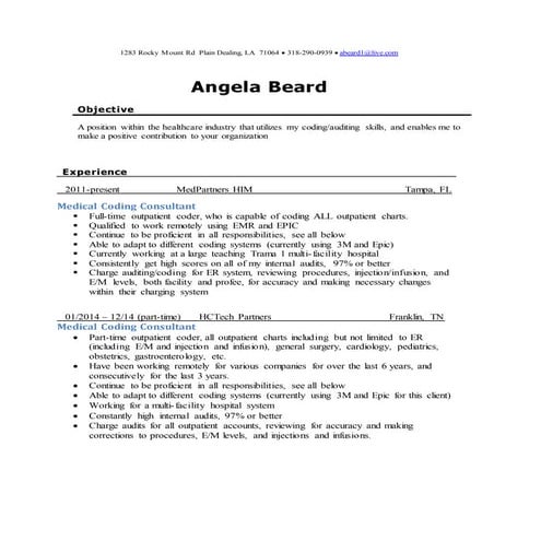 Angie's Resume' 2015