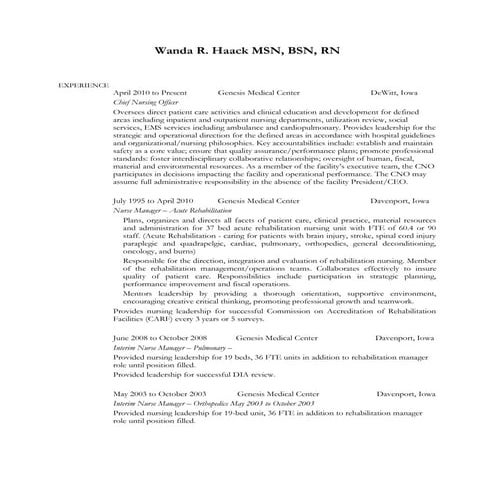 Wanda Haack Curriculum Vitae 9..2015