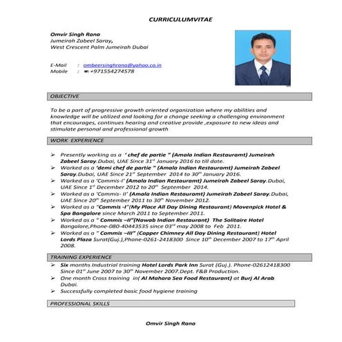 cv omvir singh rana | DOC