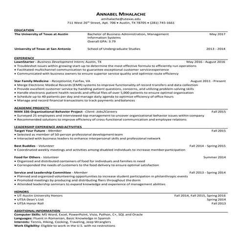 Resume Fall 2016 | PDF
