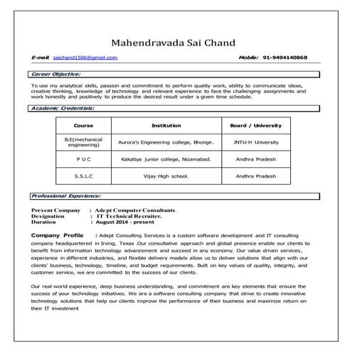 Harish babu Resume Updated | DOCX