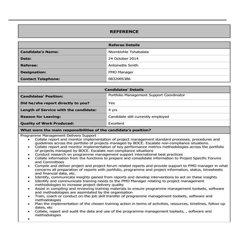 Ntombizinhle Tshabalala - Reference