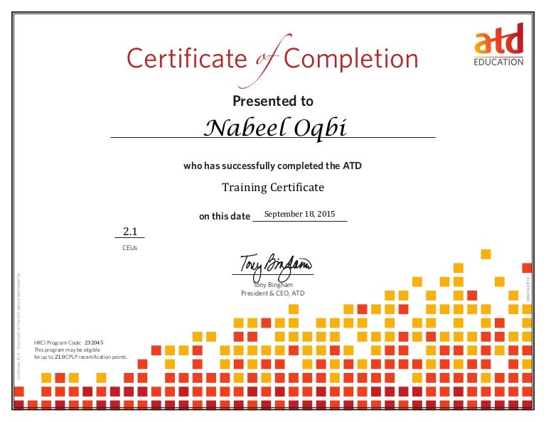 ATD Training Certificate