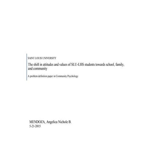 Community Psychology- Problem Definition Paper