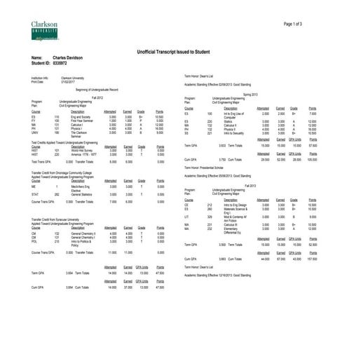 Unofficial_Transcript_2016 | PDF