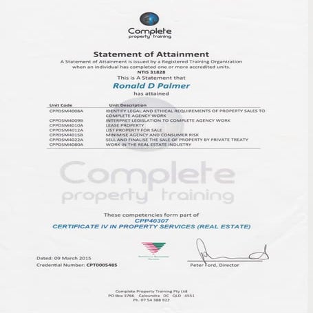Cert1V in Property Services | PDF