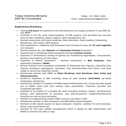 Resume Tulasi Krishna Bimana PDF