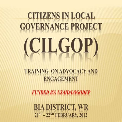 ADVOCACY AND ENGEMENT TRAINING - CILGOP