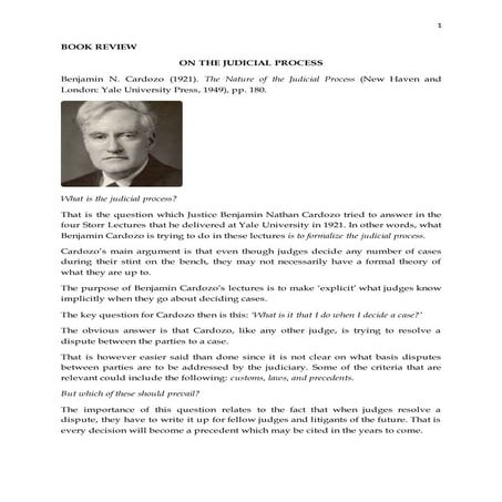 Benjamin Cardozo on the Judicial Process