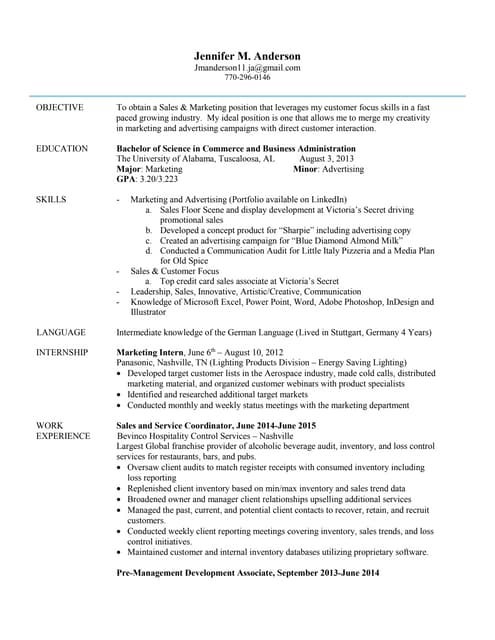 Jennifer Anderson Resume