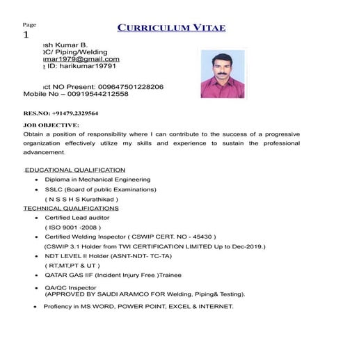 Hareesh updated CV