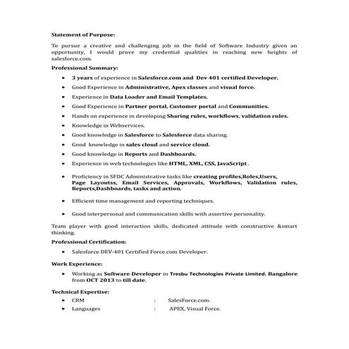 mahesh new resume sfdc