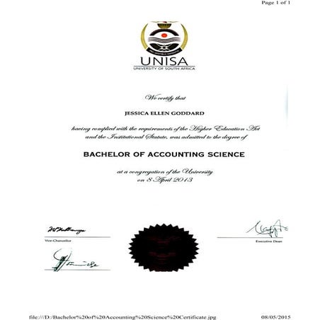 Bachelor of Accounting Science