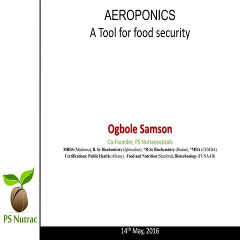 AEROPONICS   A Tool for food security