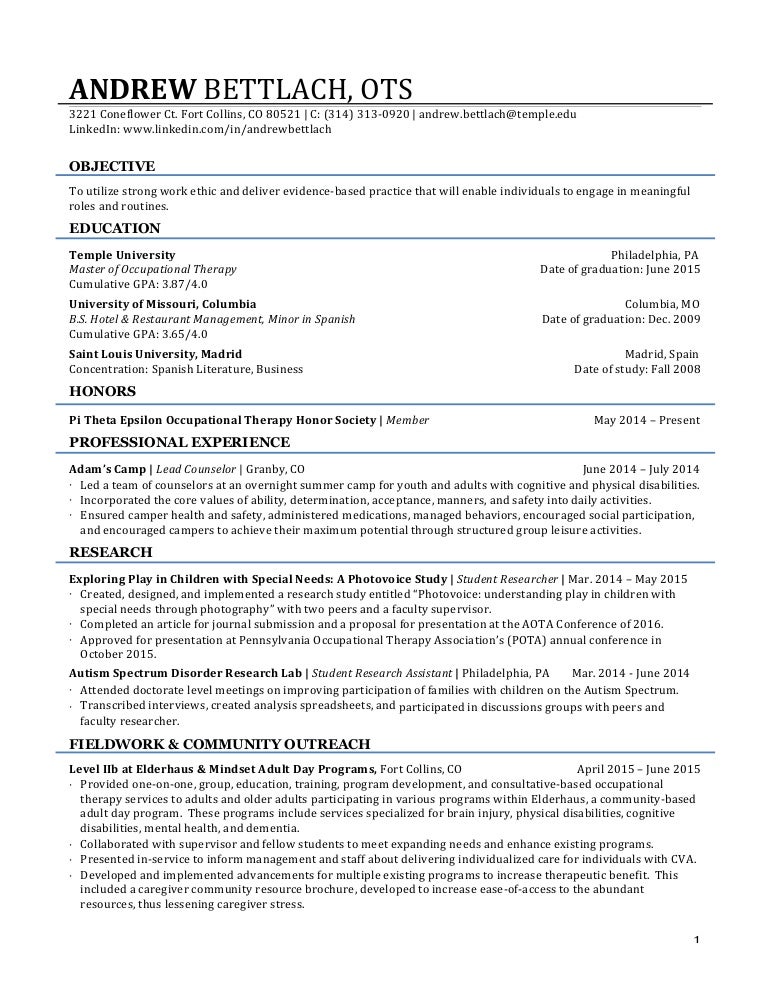 Resume - Andrew Bettlach - June 2015 Resume - Andrew Bettlach - June 2015
