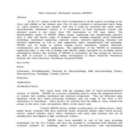 Microelectronic mechanical system