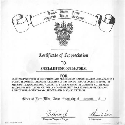 Sergeant Major Academy Certificate | PDF